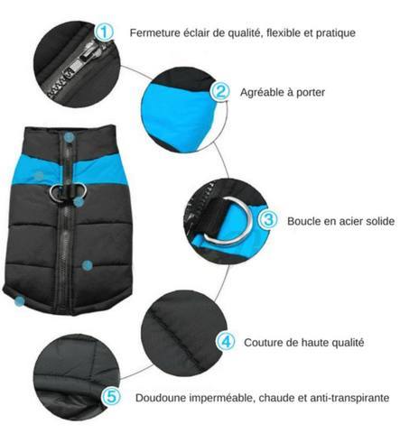 Doudoune imperméable ultra chaude pour chien